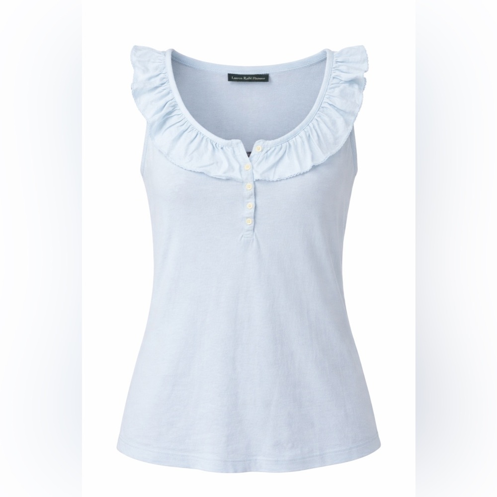 Ralph Lauren Ruffle Tank Coquette Balletcore Soft Girl Baby Blue Top-Medium